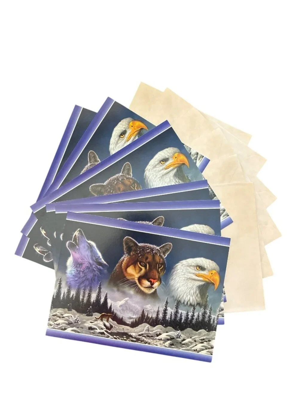 6-Pk VTG‎ Leanin’ Tree Birthday Cards +✉ AMERICAN WILDLIFE Wolf Chris Hiett